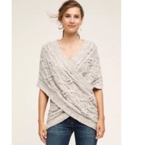 Sleeping on Snow Gray Cabled Knit Wrap Sweater